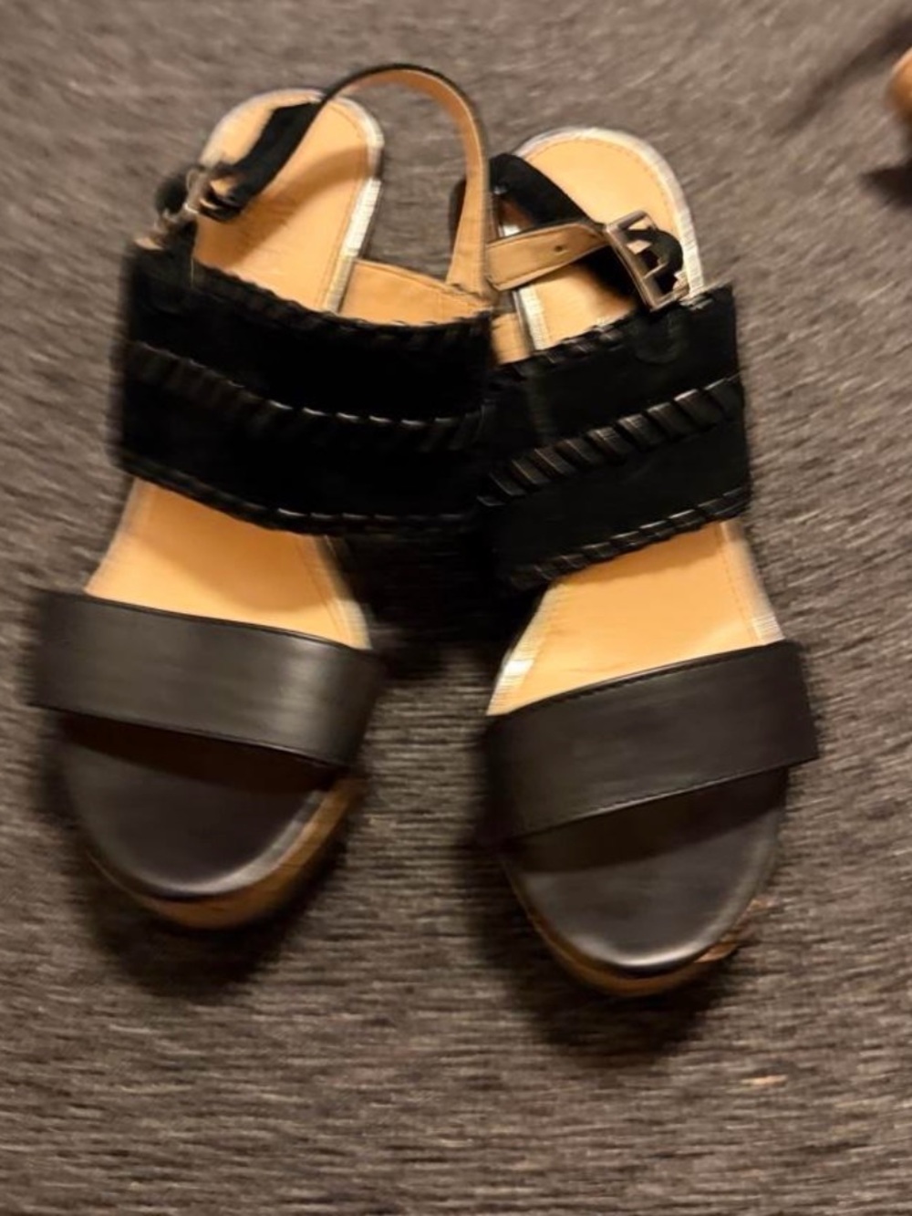 Women's Black Leather Slingback Sandals
